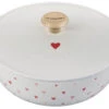 Le Creuset L' Amour Collection: Soup Pot, White W/ Heart Applique And Light Gold Knob