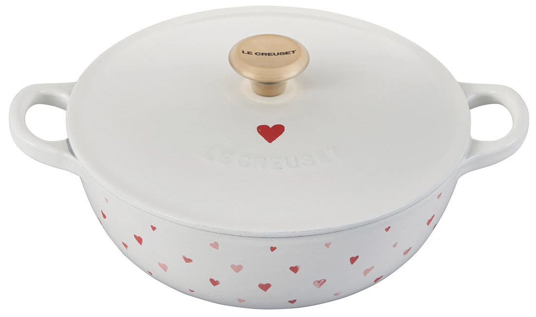 Le Creuset L' Amour Collection: Soup Pot, White W/ Heart Applique And Light Gold Knob 3 Le Creuset L' Amour Collection: Soup Pot, White W/ Heart Applique And Light Gold Knob