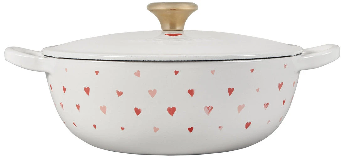Le Creuset L' Amour Collection: Soup Pot, White W/ Heart Applique And Light Gold Knob 4 Le Creuset L' Amour Collection: Soup Pot, White W/ Heart Applique And Light Gold Knob - Image 2
