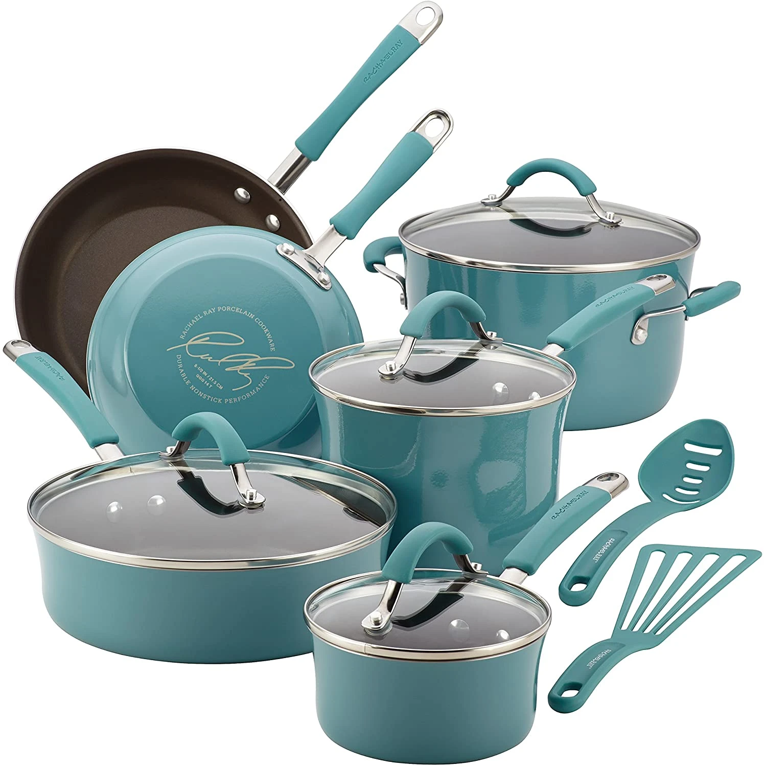 Rachael Ray Cucina Porcelain Nonstick Cookware Pots And Pans Set 4 Rachael Ray Cucina Porcelain Nonstick Cookware Pots And Pans Set - Image 2