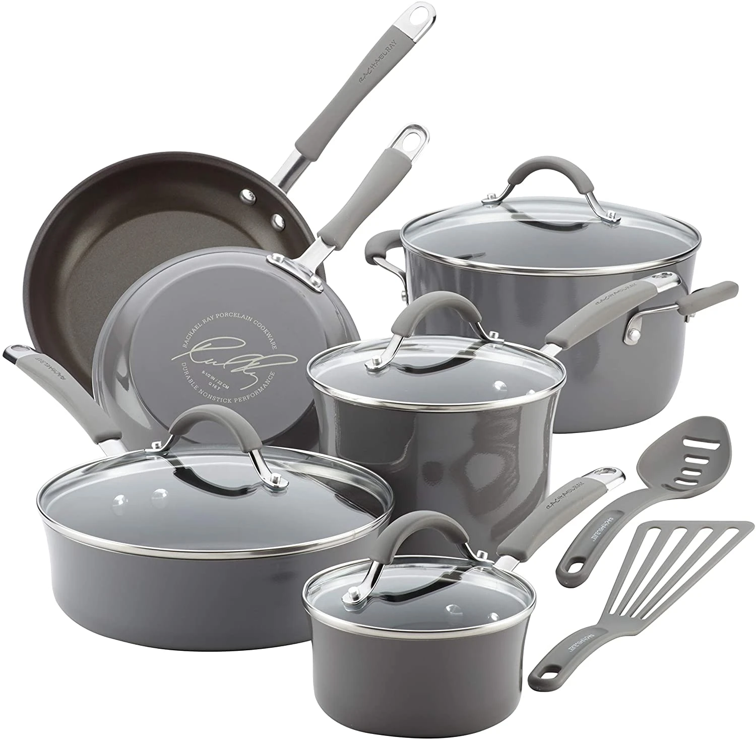 Rachael Ray Cucina Porcelain Nonstick Cookware Pots And Pans Set 3 Rachael Ray Cucina Porcelain Nonstick Cookware Pots And Pans Set