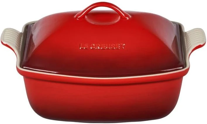 Le Creuset Heritage Deep Covered Rectangular Baker, Cerise 3 Le Creuset Heritage Deep Covered Rectangular Baker, Cerise