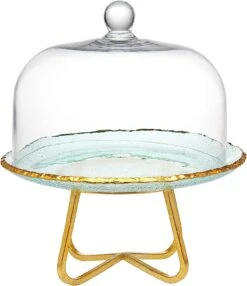Godinger Harper Cake Serving Tray With Glass Dome Cover Platter Server