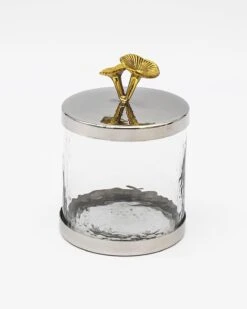 Godinger Mushroom Finial Canister Storage Container, With Silver Band