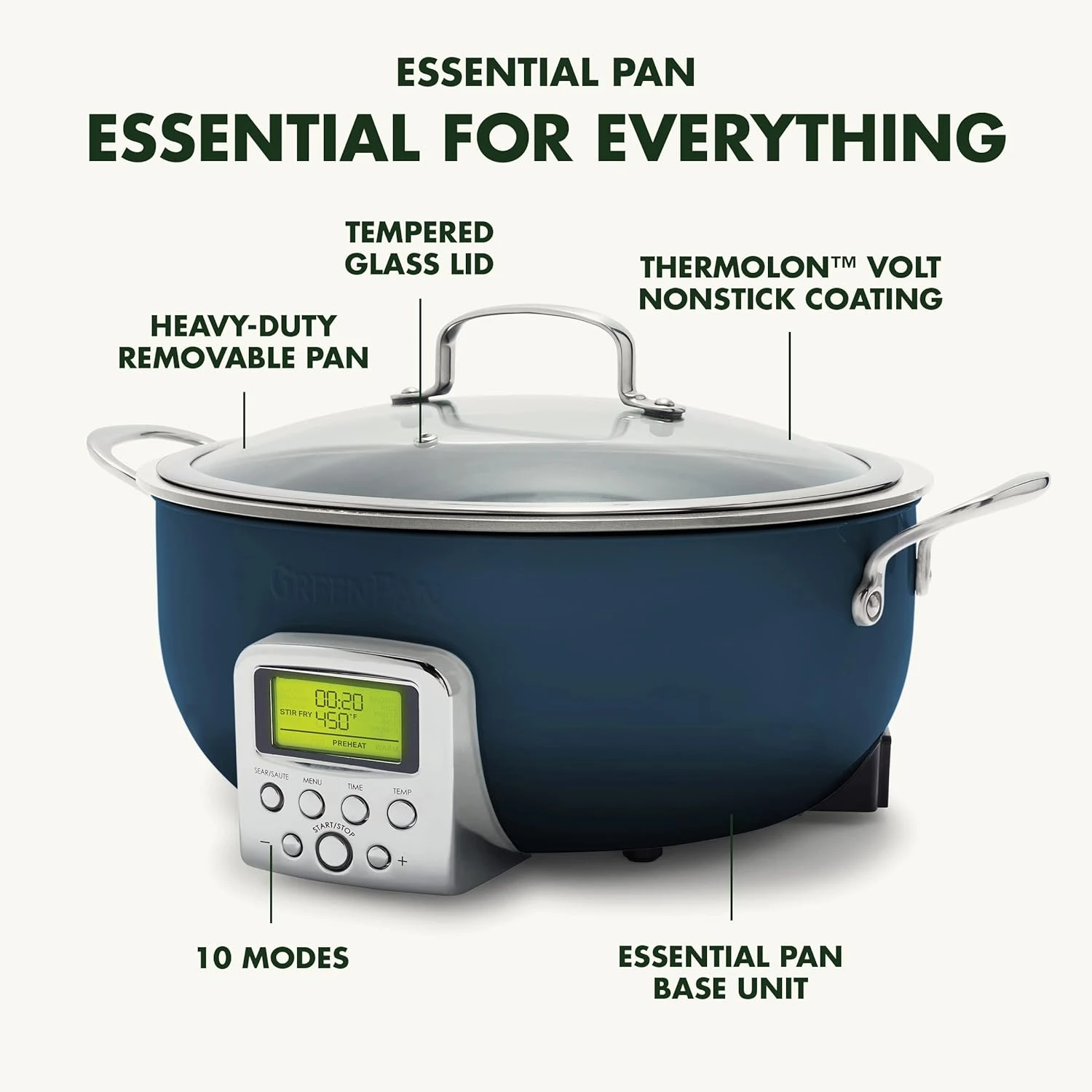 GreenPan Elite Essential Smart Electric 6QT Skillet Pot 4 GreenPan Elite Essential Smart Electric 6QT Skillet Pot - Image 2