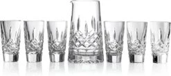 Waterford Lismore Pitcher & Shot Glass, 7 Pieces