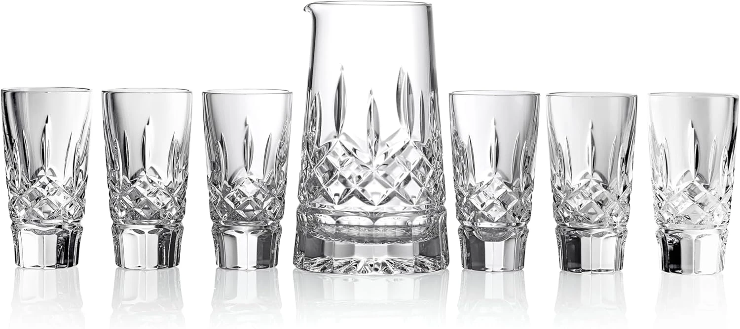 Waterford Lismore Pitcher & Shot Glass, 7 Pieces 3 Waterford Lismore Pitcher & Shot Glass, 7 Pieces