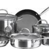 Farberware Millennium Stainless Steel Nonstick Cookware Set, 10-Piece Pot And Pan Set, Stainless Steel