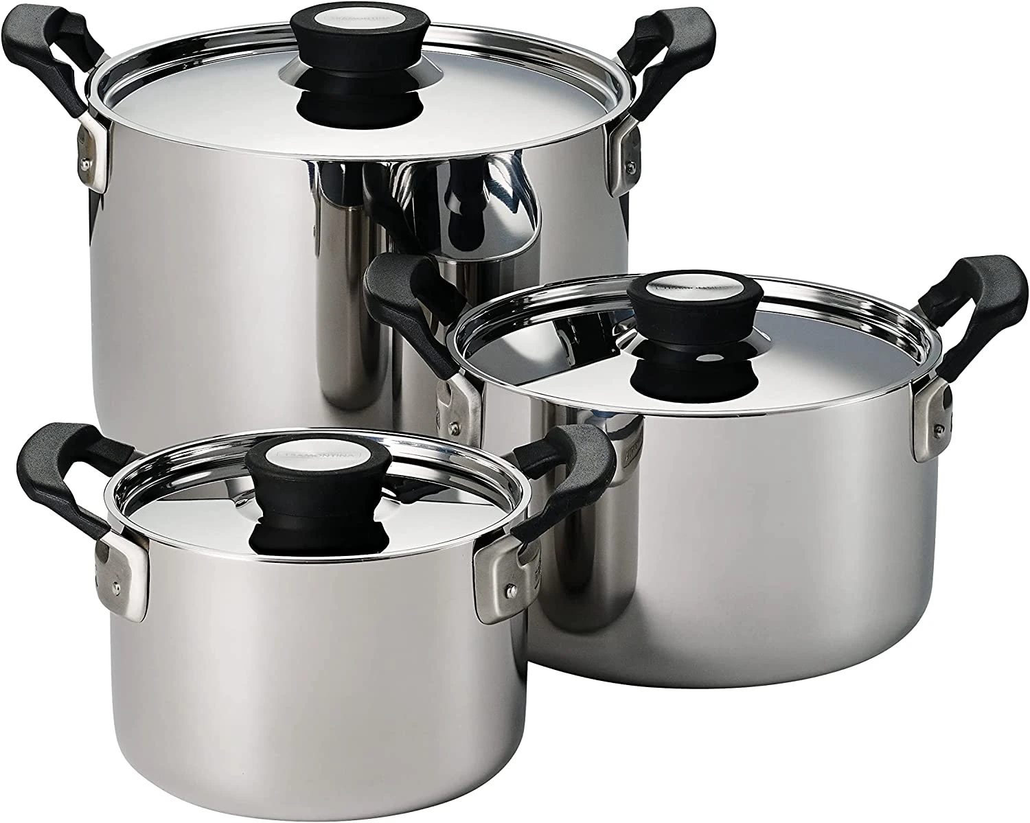 Tramontina Nesting 6 Pc Stainless Steel Tri-Ply Clad Sauce Pan And Stock Pot Set 3 Tramontina Nesting 6 Pc Stainless Steel Tri-Ply Clad Sauce Pan And Stock Pot Set
