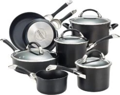 Circulon Symmetry Hard Anodized Nonstick Cookware Pots And Pans Set, 11-Piece, Black