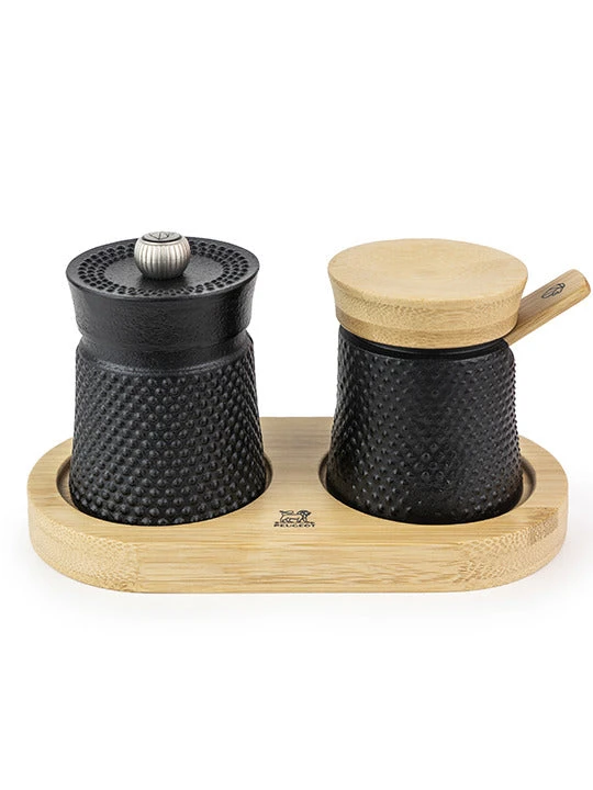 Peugeot Bali Cast Iron Pepper Mill & Salt Dispenser Set 3 Peugeot Bali Cast Iron Pepper Mill & Salt Dispenser Set