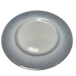 Epure Glass Shining Charger Pearl With Blue Glitter Rim