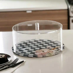 BT Shalom Chic Checkered Lucite Cake Dome