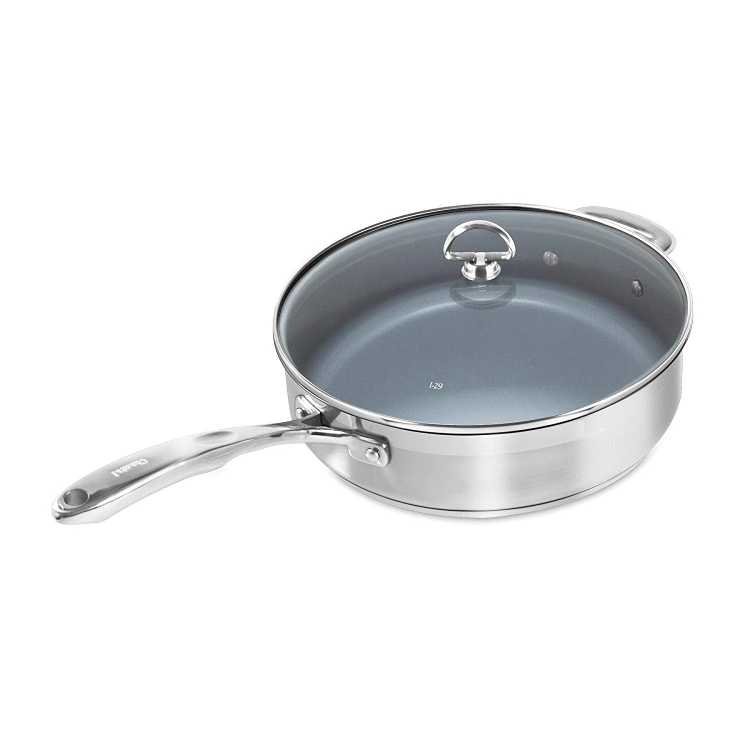 Chantal Induction 21 Steel Saute Skillet W/ Ceramic Coating And Glass Lid 4 Chantal Induction 21 Steel Saute Skillet W/ Ceramic Coating And Glass Lid - Image 2