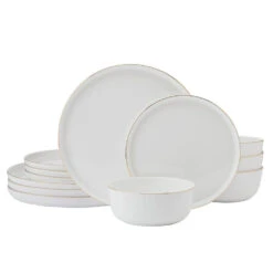 Mikasa Samantha Gold 12 Piece Dinnerware Set, Service For 4