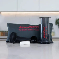 AeroPress Original Coffee Maker -Shop Kitchen Cliques aeropress coffee maker with tote front 700x 9ea5aab7 4217 4ee1 ac11 f9eee615fc32