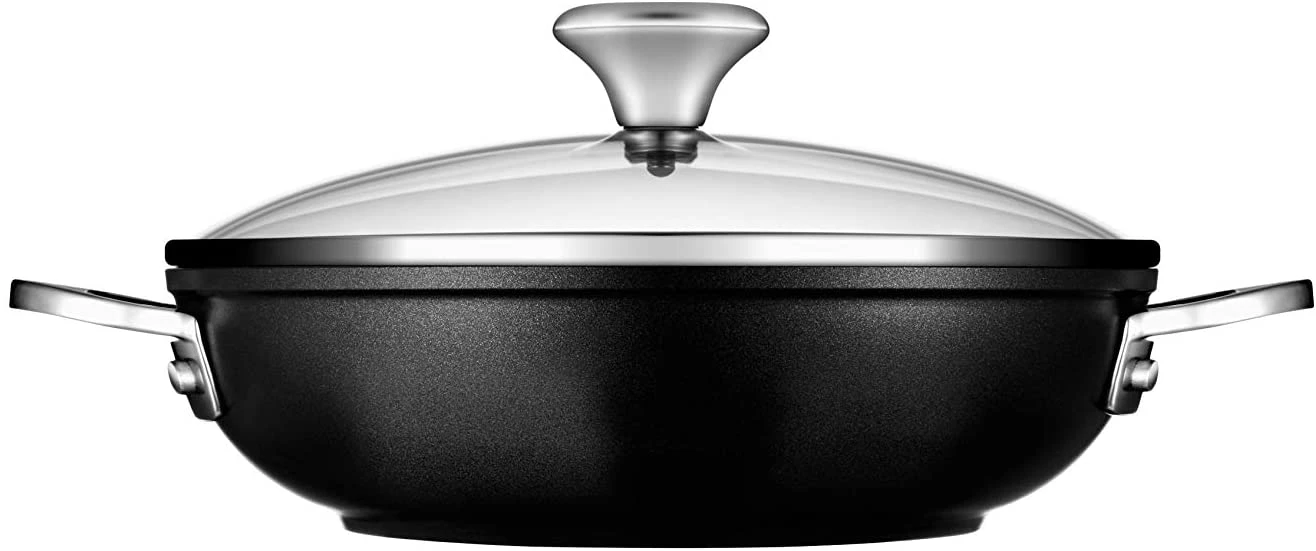 Le Creuset Toughened Nonstick PRO Shallow Casserole/Braiser With Glass Lid 3 Le Creuset Toughened Nonstick PRO Shallow Casserole/Braiser With Glass Lid