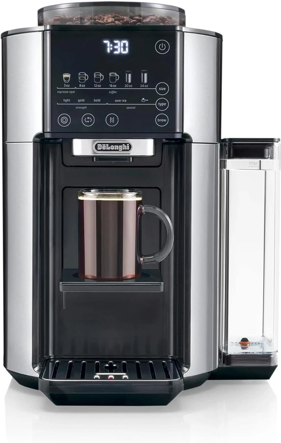 DeLonghi De'Longhi TrueBrew Drip Coffee Maker, Built In Grinder, Single Serve, 8 Oz To 24 Oz, Hot Or Iced Coffee, Stainless, CAM51025MB 3 DeLonghi De'Longhi TrueBrew Drip Coffee Maker, Built In Grinder, Single Serve, 8 Oz To 24 Oz, Hot Or Iced Coffee, Stainless, CAM51025MB