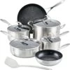 Circulon SteelShield S-Series Stainless Steel Hybrid Nonstick 10-Piece Cookware Set With Bonus Utensil