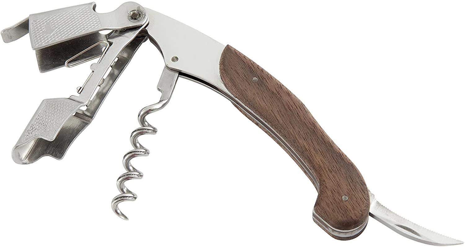 Fortessa Crafthouse 4.75" Black Walnut Wood And Stainless Steel Multi Step Bottle Opener/Corkscrew 3 Fortessa Crafthouse 4.75" Black Walnut Wood And Stainless Steel Multi Step Bottle Opener/Corkscrew