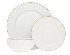 Godinger Pique Gold Dinnerware, 18 Pc Set, Svc For 6