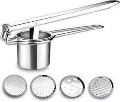 IPAC Potato Ricer Masher, Pasta Press, Burger Press, Juicer - Stainless Steel Multi-Purpose Press Tool