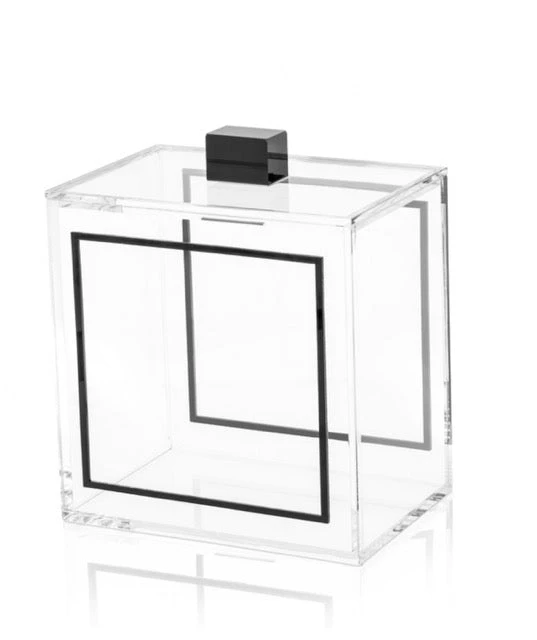Lucite By Design Clear Lucite Cookie Jar With Black Trim 4 Lucite By Design Clear Lucite Cookie Jar With Black Trim - Image 2