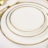 Little White Dish Narrow Gold Rim Dinnerware, Set/4