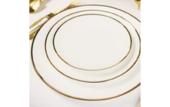 Little White Dish Narrow Gold Rim Dinnerware, Set/4