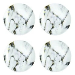 Prouna Marble Venice Fog, Canape Plates, Set Of 4