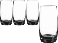 Qualia Highball Ebony Clear/Black Glasses, Set/4