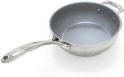 Chantal Induction 21 Stainless Steel Saute Pan, 3 Quart Chef's, Ceramic Non Stick