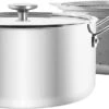 Chantal 3.Clad Tri-Ply 7 Quart Stockpot With Pasta-Steamer Insert, Polished Stainless Steel, Tempered Glass Lid