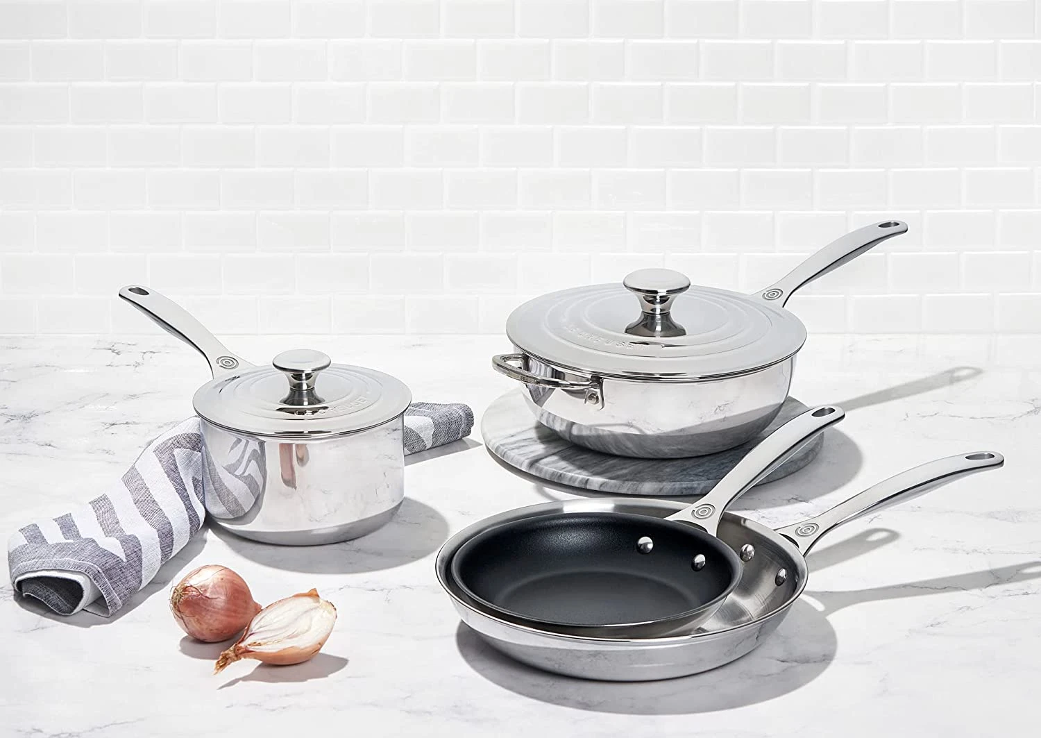 Le Creuset Stainless Steel Cookware Set 6 Le Creuset Stainless Steel Cookware Set - Image 4