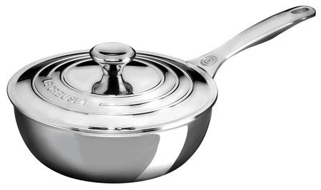 Le Creuset 2 Quart Stainless Steel Saucier Pan With Lid 3 Le Creuset 2 Quart Stainless Steel Saucier Pan With Lid