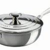 Le Creuset 3.5 Quart Stainless Steel Saucier Pan With Lid & Helper Handle 2 Le Creuset 3.5 Quart Stainless Steel Saucier Pan With Lid & Helper Handle -Shop Kitchen Cliques ssp6100 24 saucier pan 3.5qt