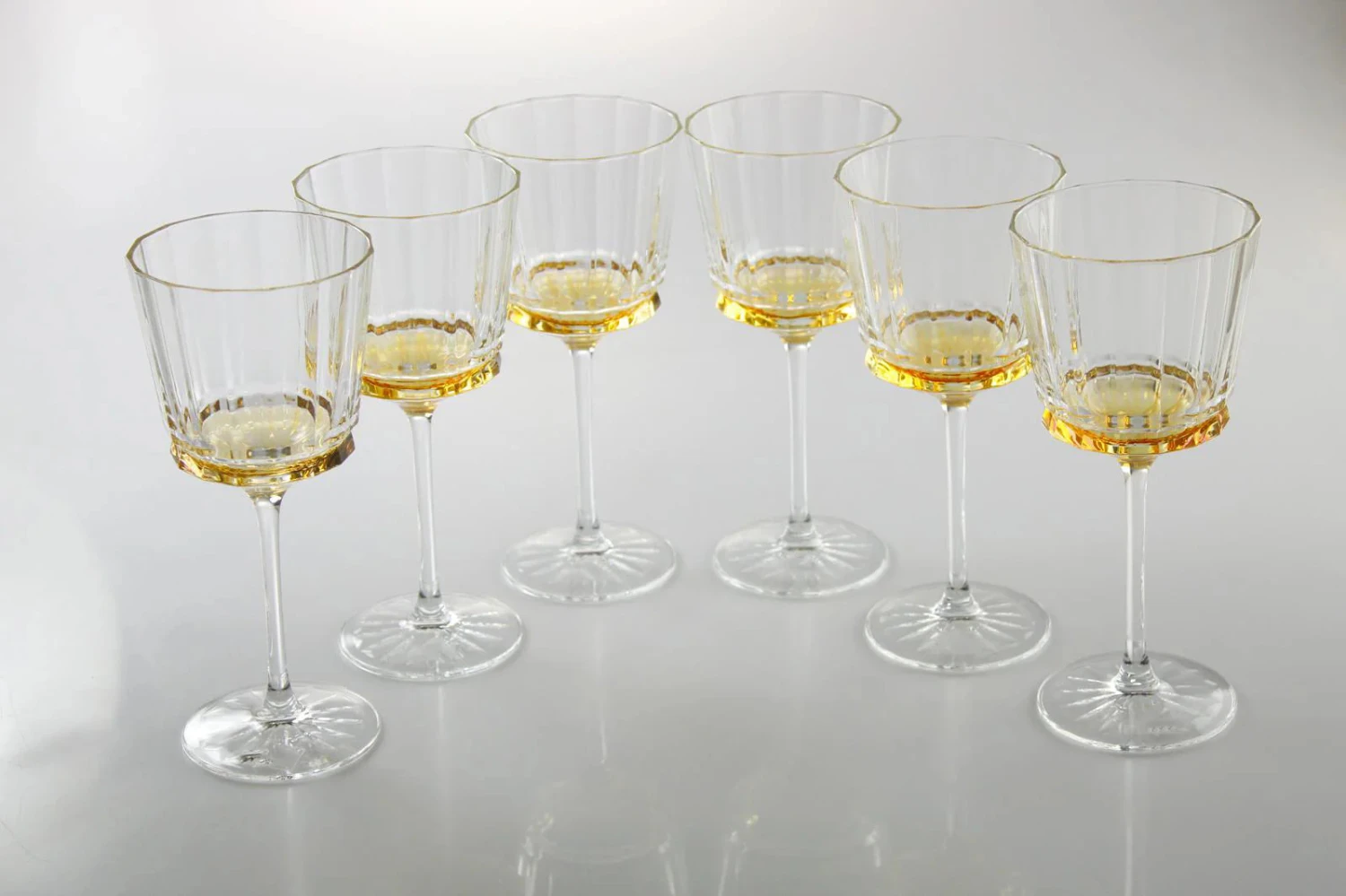 Vivience Water Linear Smooth Glasses With Gold/Amber On Bottom, Set/6 3 Vivience Water Linear Smooth Glasses With Gold/Amber On Bottom, Set/6